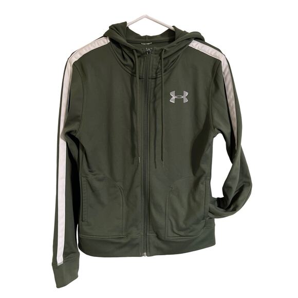Under Armour Olive Green Full Zip Hoodie with Pockets Ladies Small - Picture 1 of 6